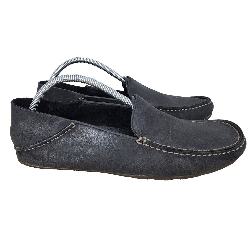 Sperry Top Sider Shoes Mens 10 M Black Leather Wave Convertible Driver Driving